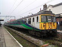 First Great Eastern Class 312 at Kirby Cross in March 2004 312718 and 312721 at Kirby Cross.JPG