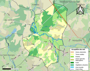 Kolorowa mapa przedstawiająca użytkowanie gruntów.