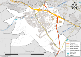 Réseaux hydrographique et routier de Fameck.