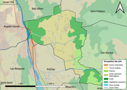 Barevná mapa znázorňující využití půdy.