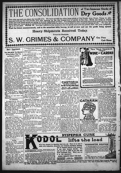 File:Abilene Daily Reporter. (Abilene, Tex.), Vol. 9, No. 161, Ed. 1 Wednesday, January 11, 1905 - DPLA - 6e8ed7628bd88ef62281471f890d815d (page 6).jpg