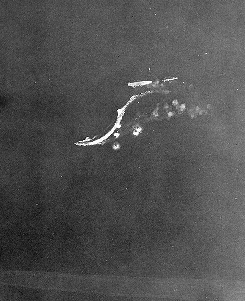 File:Aerial view of the immobile Japanese carrier Ryujo with two destroyers during the Battle of the Eastern Solomons on 24 August 1942 (80-G-88018).jpg