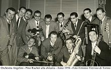 Pino Rucher at the guitar with the Angelini Orchestra (1956)