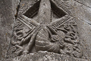 Annaghdown Cathedral East Window Sculptured Head of the Beast 2010 09 12.jpg