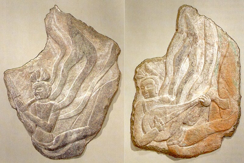 File:Apsaras playing a 'sheng' (left) and a 'pipa' (right), Chinese, Northern Qi Period.jpg