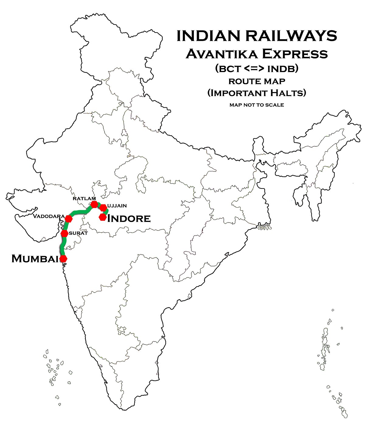 Mumbai To Indore Road Route Map File:avantika Express Route Map.jpg - Wikimedia Commons