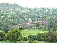 Baz Bahadur Mahal Viewed from Roopmati's Pavilion, Mandu