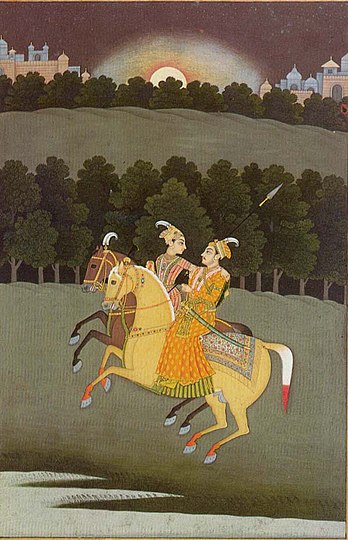 Two horsemen, Murshidabad style of painting