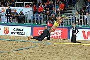 Deutsch: Beachhandball Europameisterschaften 2019 (Beach handball Euro); Tag 5: 6. Juli 2019 – Frauen, Platzierungsspiel für die Ränge 9–12, Deutschland-Polen 2:1 (22:23, 19:16, 7:6) English: Beach handball Euro; Day 5: 6 July 2019 – Placement Match/Cross Match for rank 9–12 Women – Germany-Poland 2:1 (22:23, 19:16, 7:6)