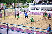 Deutsch: Beachhandball bei den Olympischen Jugendspielen 2018; Tag 6, 12. Oktober 2018; Jungen, Platzierungssspiel Ränge 5-6 – Thailand-Ungarn 0:2 English: Beach handball at the 2018 Summer Youth Olympics at 12 October 2018 – Boy's Placement Match 5-6 – Thailan-Hungary 0:2