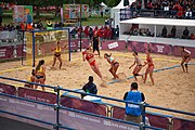 Deutsch: Beachhandball bei den Olympischen Jugendspielen 2018; Tag 5, 10. November 2018; Mädchen, Hauptrunde - Kroatien-Argentinien 1:2 English: Beach handball at the 2018 Summer Youth Olympics at 11 October 2018 – Girls Main Round – Croatia-Argentina 1:2