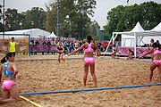 Deutsch: Beachhandball bei den Olympischen Jugendspielen 2018; Tag 6, 12. Oktober 2018; Mädchen, Platzierungsspiel um Rang 9 und 10 – Türkei-Hongkong 2:0 English: Beach handball at the 2018 Summer Youth Olympics at 12 October 2018 – Girls Women's Placement Match 9-10 – Türkei-Hong Kong 2:0