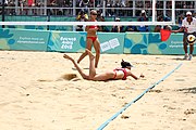 Deutsch: Beachvolleyball bei den Olympischen Jugendspielen 2018; Tag 11, 17. Oktober 2018; Mädchen, Finale – Italien (Claudia Scampoli & Nicol Bertozzi)- Russland (Maria Woronina & Maria Botscharow) 0:2 (19–21/19–21) English: Beach volleyball at the 2018 Summer Youth Olympics at 17 October 2018 – Girls Final – Italy (Claudia Scampoli & Nicol Bertozzi) - Russia (Maria Voronina & Maria Bocharova) 0:2 (19–21/19–21)