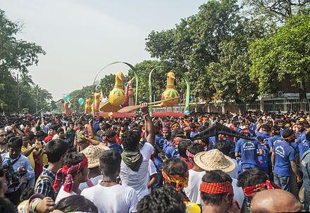 Mangal Shobhajatra at Pohela Boishakh in Bangladesh. UNESCO recognises Mangal Shobhajatra as cultural heritage.[25]