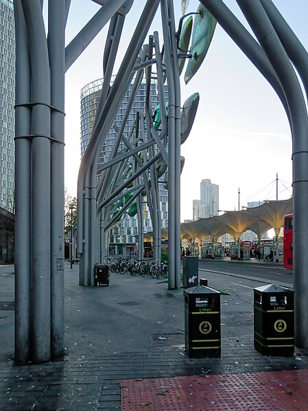 File:Bicycle rack Shoal sculpture Great Eastern Road Stratford City London England 01.jpg