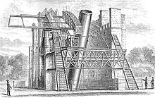 Der Leviathan um 1860. Der Beobachter steht auf einer bis zu 18 m hohen Brücke.