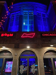 Boom Chicago's theater is lit up blue for the 2021 Global Autism Awareness Day Boom Chicago on the Rozengracht.jpg