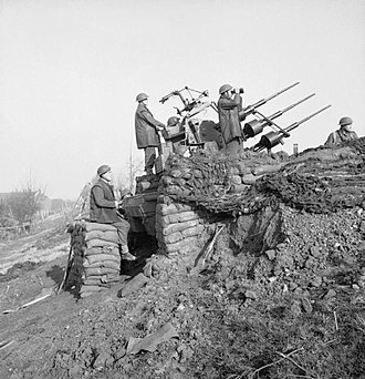 Triple 20 mm LAA mounting on the bank of the Rhine, 25 March 1945. British triple 20mm anti-aircraft mounting on the banks of the Rhine, 25 March 1945. BU2125.jpg