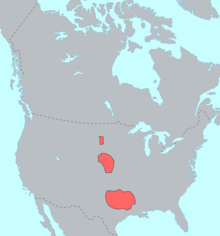 Approximate distribution of Caddoan-speakers in the early 1800s Caddoan langs.png