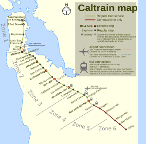 A Caltrain nyújtása