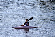 Deutsch: Kanusport bei den Olympischen Jugendspielen 2018; Tag 10, 16. Oktober 2018; Jungen Einer-Kajak-Slalom – Aufwärmen vor den Finalrennen) English: Canoeing at the 2018 Summer Youth Olympics at 16 October 2018 – Boys' K1 slalom – Warm up before the final races