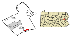 Location of Palmerton in Carbon County, Pennsylvania.