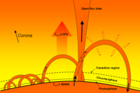 Diagram of the low corona and transition region, where many scales of coronal loops can be observed.