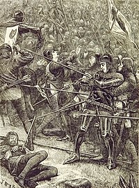 Infantry in late-medieval armour fighting and dying