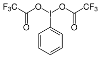 Strukturformel von (Bis(trifluoracetoxy)iod)benzol