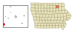 Chickasaw County Iowa Incorporated and Unincorporated areas Nashua Highlighted.svg