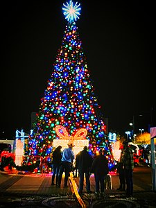 Christmas tree, Plaza, Las Cruces, New Mexico, USA