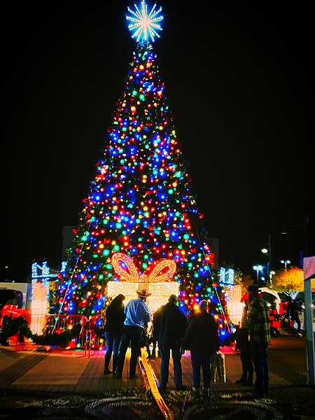 File:Christmas tree city lights.jpg