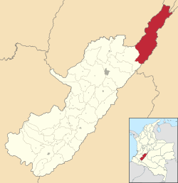 Location of the municipality and town of Colombia, Huila in the Huila Department of Colombia.