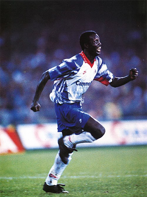 George Weah during his playing days at Paris Saint-Germain