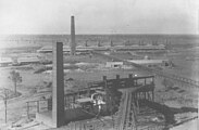 Copper smelter c.1892. The building at the rear contains the reverberatory furnaces.