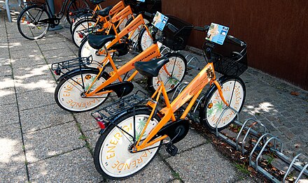 Public bicycles at the hub, by the tourist agency in Frederikshavn.