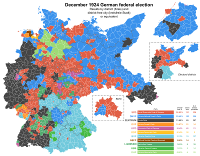 December 1924 German federal election by District - Simple.svg