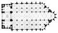 Plan au sol de la cathédrale, on remarque l'absence du transept