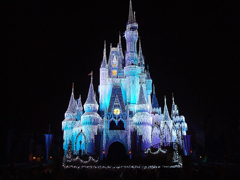 File:Disney Orlando castle at night.JPG