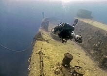 Scuba diver on a shipwreck in Apra Harbor, 2017 Diver on shipwreck in Apra Harbor, Guam.jpeg