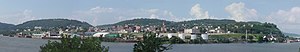 Spliced panoramic photo of East Liverpool, Ohio, from the east, taken August 11, 2000.