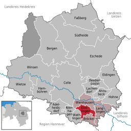 Läget för kommunen Eicklingen i Landkreis Celle