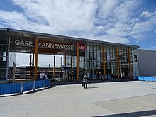 Le nouveau bâtiment voyageurs de la gare d'Annemasse, vu de près.