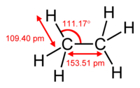 Skeletal formula of ethane with all hydrogens and carbons shown