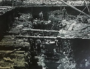 Excavating the Tailrace Tunnel under Waddamana Power Station 1912.jpg