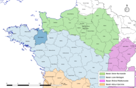 Fransız hidrografik havzaları haritasında Ille-et-Vilaine bölümünün konumu