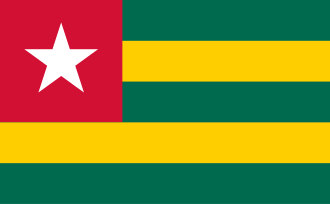 Bandeira do Togo, cujas proporções usam a proporção áurea