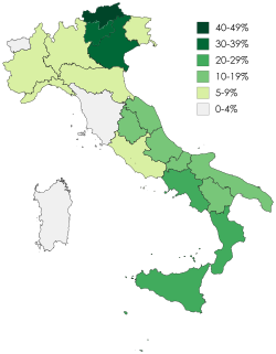 Häufigkeit der Verwendung von Regional- und Minderheitensprachen in Italien (ISTAT, 2015).