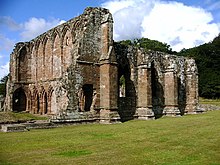 Furness Abbey in Cumbria; dissolved in 1537 and the first of the larger houses to be dissolved by voluntary surrender Furness Abbey - geograph.org.uk - 42919.jpg