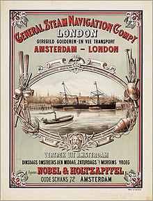 London - Amsterdam cattle and cargo c. 1878 General Steam Navigation Compy. Amsterdam-London.jpg